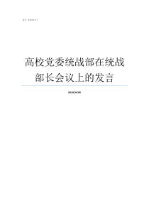 高校党委统战部在统战部长会议上的发言