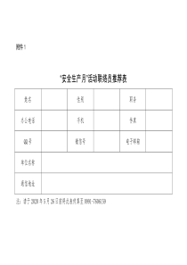 “安全生产月”活动联络员推荐表