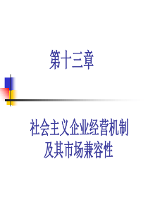 第十三章社会主义企业经营机制及其市场兼容性