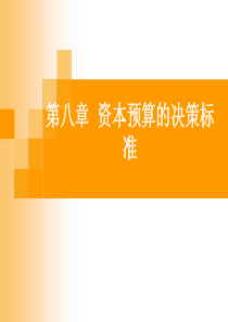 第八章资本预算的决策标准