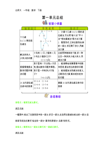 最新北师大版一年级数学下册-总复习-本册知识清单