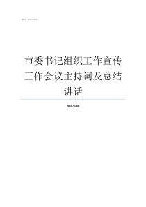 市委书记组织工作宣传工作会议主持词及总结讲话如何组织宣传工作