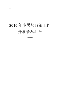 2016年度思想政治工作开展情况汇报