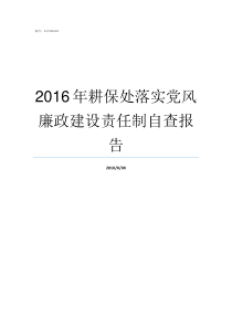 2016年耕保处落实党风廉政建设责任制自查报告