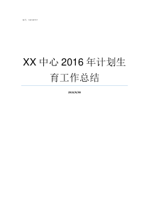 XX中心2016年计划生育工作总结XX计从