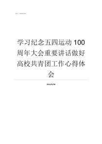 学习纪念五四运动100周年大会重要讲话做好高校共青团工作心得体会