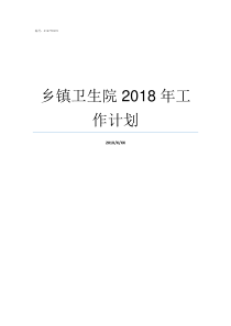 乡镇卫生院2018年工作计划