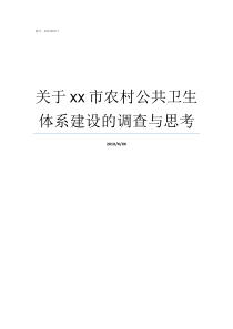 关于xx市农村公共卫生体系建设的调查与思考目前国家基本公共卫