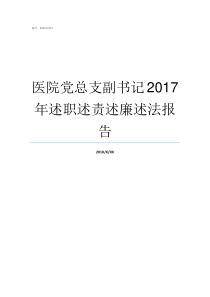 医院党总支副书记2017年述职述责述廉述法报告