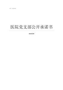 医院党支部公开承诺书2019年医院党支部承诺书