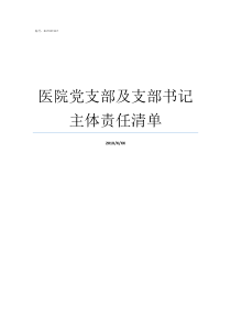 医院党支部及支部书记主体责任清单