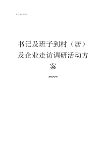 书记及班子到村居及企业走访调研活动方案