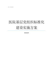 医院基层党组织标准化建设实施方案基层党组织标准化建设规范