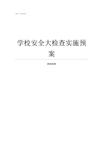 学校安全大检查实施预案学校秋季开学安全大检查