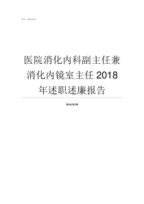 医院消化内科副主任兼消化内镜室主任2018年述职述廉报告消化内科主任和副主任