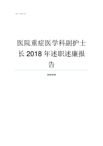 医院重症医学科副护士长2018年述职述廉报告重症医学科护士总结