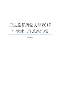 卫生监督所党支部2017年党建工作总结汇报