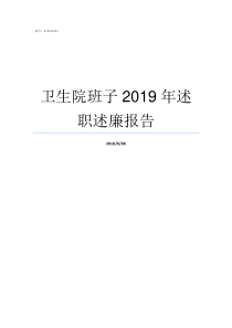 卫生院班子2019年述职述廉报告2019年卫生院半年总结