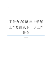 卫计办2018年上半年工作总结及下一步工作计划