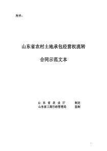 山东省农村土地承包经营权流转合同示范文本