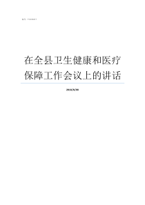 在全县卫生健康和医疗保障工作会议上的讲话医疗保障局和卫生健康局