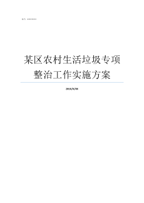 某区农村生活垃圾专项整治工作实施方案农村生活垃圾如何处理