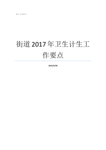 街道2017年卫生计生工作要点