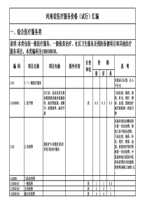 河南医疗服务价格表