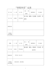 一年级培优补差记录表