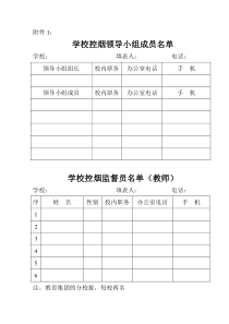 学校控烟领导小组成员名单