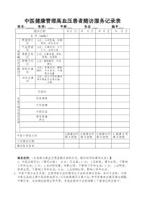 中医健康管理慢病患者随访服务记录表表