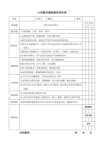 小学数学课堂教学评价表