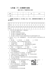 七年级下册生物期中试卷(含答案)