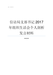 信访局支部书记2017年组织生活会个人剖析发言材料支部书记怎么产生