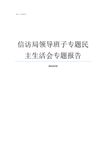 信访局领导班子专题民主生活会专题报告武冈市信访局领导班子