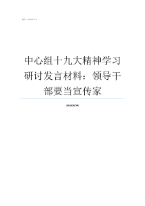 中心组十九大精神学习研讨发言材料领导干部要当宣传家