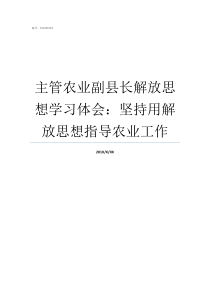 主管农业副县长解放思想学习体会坚持用解放思想指导农业工作主管农业副县长有权吗