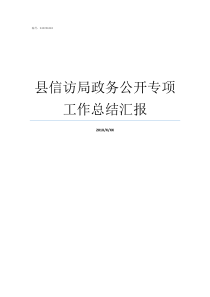 县信访局政务公开专项工作总结汇报县信访局怎么样