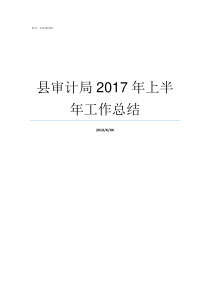 县审计局2017年上半年工作总结县审计局