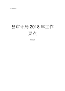 县审计局2018年工作要点审计局