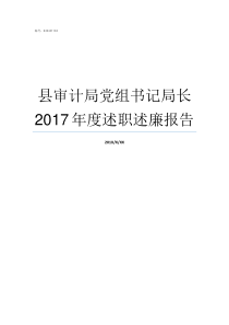 县审计局党组书记局长2017年度述职述廉报告