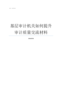 基层审计机关如何提升审计质量交流材料基层审计机关存在的困难