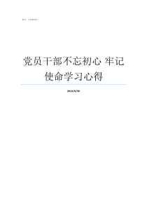 党员干部不忘初心nbsp牢记使命学习心得党员干部