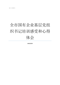 全市国有企业基层党组织书记培训感受和心得体会