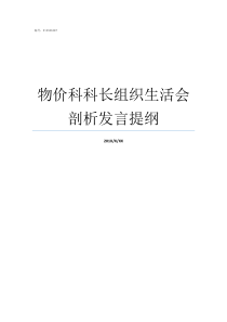 物价科科长组织生活会剖析发言提纲组织部组织科科长