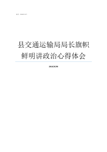 县交通运输局局长旗帜鲜明讲政治心得体会交通局长