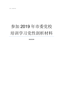 参加2019年市委党校培训学习党性剖析材料2019年市委领导班子名单