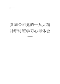 参加公司党的十九大精神研讨班学习心得体会