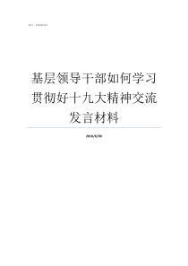 基层领导干部如何学习贯彻好十九大精神交流发言材料