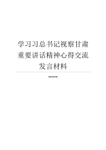 学习习总书记视察甘肃重要讲话精神心得交流发言材料